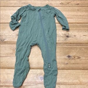 Green Baby Onesie with Zipper
